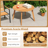 Tangkula 24.5 Inch Outdoor Acacia Wood Round Accent Bistro Patio Table with Slatted Tabletop