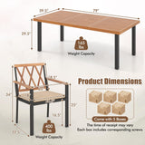 Tangkula 9 Pieces Patio Dining Set, Outdoor Acacia Wood Table and Chairs with Soft Cushions and 1.9” Umbrella Hole