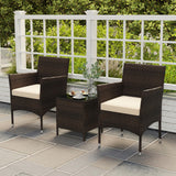 Tangkula 3 Pieces Patio Rattan Furniture Set, Outdoor Conversation Set with PE Wicker Armchairs