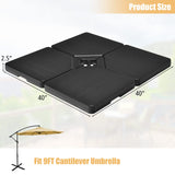 Tangkula 4Pcs 13L 220 lbs Cantilever Offset Patio Umbrella Base