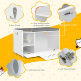 Tangkula Cat Litter Box Enclosure, Hidden Litter Box with Removable Cushion & Flip-Down Opening