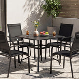 Tangkula 42.5" Round Metal Patio Dining Table for 4 with Umbrella Hole