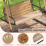 Tangkula 3 Person Porch Swing with Canopy Removable Cushion