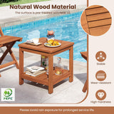Tangkula Outdoor Side Table with Slatted Tabletop & Storage Shelf
