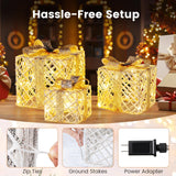 Tangkukla 3 Pack Christmas Lighted Gift Box, Pre-Lit Festive Boxes w/ 50 LED Lights