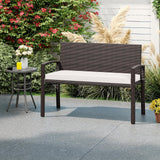 Tangkula Outdoor Rattan Bench 2-Person Patio Loveseat