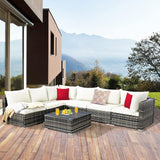 7-Piece Patio Furniture Set, Outdoor Sectional PE Rattan Sofa Set