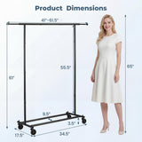 Tangkula Rolling Clothes Rack with Extendable Hanging Rods (41"-61.5" L)