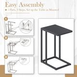 Tangkula C-Shaped End Table with Metal Frame for Living Room Bedroom Office