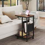 Tangkula Mobile C Shaped Side Table