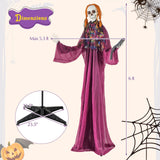 Tangkula 6 FT Halloween Animatronic Skeleton Girl with Book