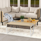 Tangkula Outdoor Ottoman, Patio Rattan Heavy Duty Wicker Footrest