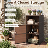Tangkula PE Wicker Outdoor Cabinet with 3 Storage Shelves