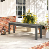 Tangkula HDPE Outdoor Bench 2-3 Person Patio Bench 55" Backless Garden Dining Bench with Slatted Seat