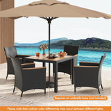 Tangkula 5 Pieces Patio Dining Table Set for 4 Seat Cushions & Acacia Wood Tabletop