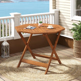 Tangkula Wood Patio Dining Table with 1.97" Umbrella Hole