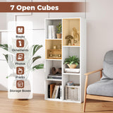 Tangkula 7-Cube Bookcase | Freestanding Storage Organizer with 7 Open Cubbies