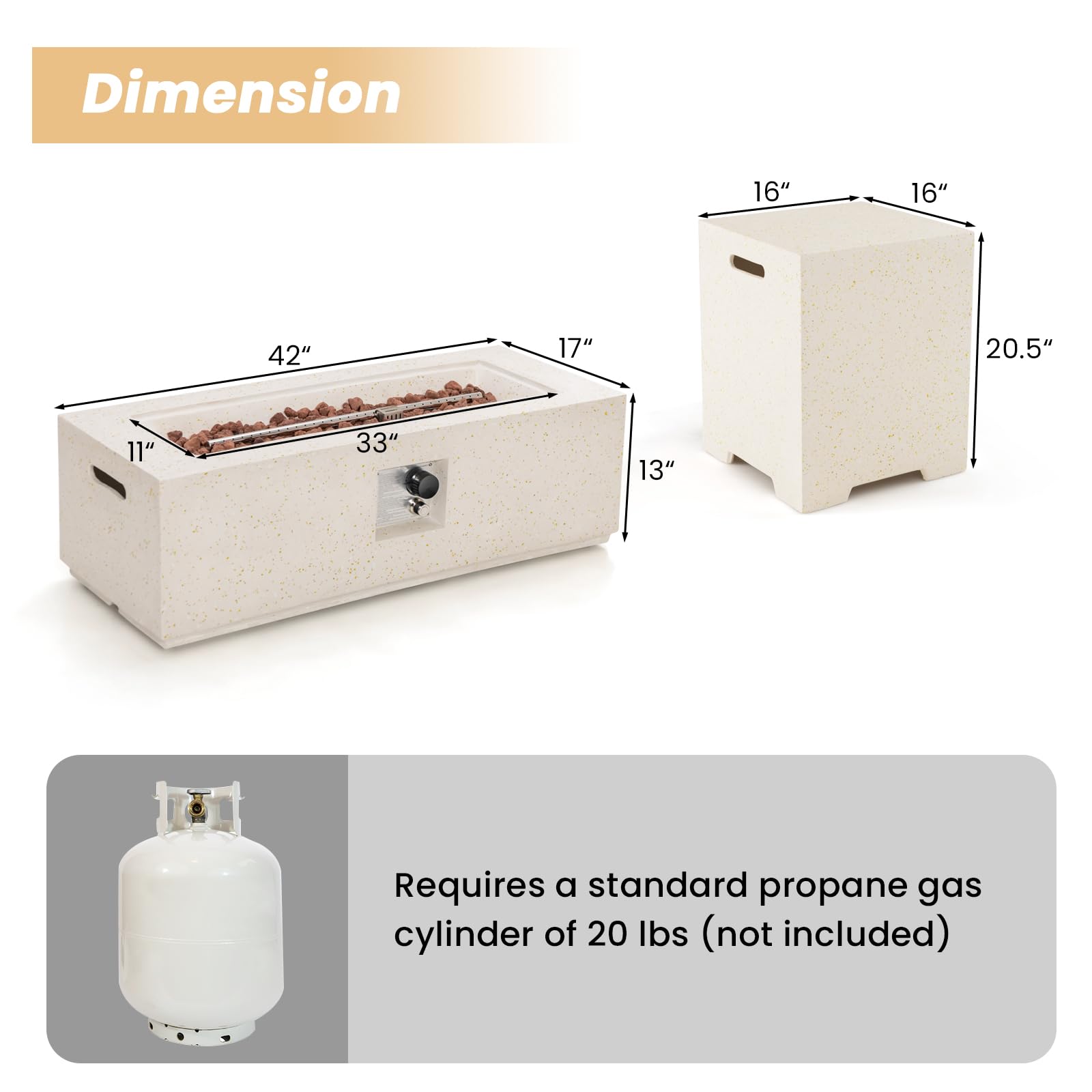 50,000 BTU Propane Fire Pit Table Set - Tangkula