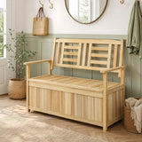 Tangkula 49 Gallon Outdoor Wood Storage box with Seating