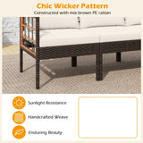 Tangkula 7 Pieces U Shaped Outdoor Wicker Furniture Set