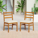 Tangkula Wood Patio Chair Set with Washable Covers Curved Back