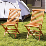 Tangkula Outdoor Folding Chairs with High Back and Slatted Seat