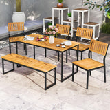 Tangkula 6 Pieces Outdoor Acacia Wood Dining Set