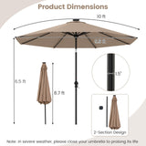 Tangkula 10 FT Solar Patio Umbrella for Backyard Poolside Deck Lawn