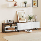 Tangkula White TV Stand with 2 Wall Shelves