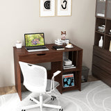 Tangkula Lift Top Computer Desk, Small Standing Laptop Desk with 2 Hidden Compartments & 2 Open Storage Shelves