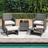 Tangkula 5 Pieces Patio Furniture Set PE Wicker Outdoor Lounge Chairs with 2 Ottomans