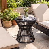 Tangkula PE Rattan Hourglass-Shaped Outdoor Side Table with LED Warm Light (1/2)