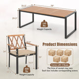 Tangkula 9 Pieces Patio Dining Set, Outdoor Acacia Wood Table and Chairs with Soft Cushions and 1.9” Umbrella Hole