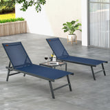 Tangkula 3 Piece Patio Chaise Lounge Set, Aluminum Patio Recliner with Coffee Table