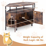 Tangkula Corner Cat Litter Box Enclosure, Decorative Pet Cabinet Furniture with Open Shelf, 2 Entrances