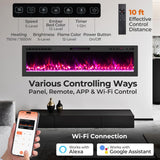 Tangkula 68”/60”/50”/42”/36” Wi-Fi Enabled Electric Fireplace