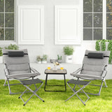 Tangkula 5 Piece Patio Sling Chair Set, Folding Beach Lawn Chairs with Ottoman & Coffee Table