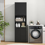 Tangkula 75" Tall Bathroom Storage Cabinet, Bathroom Floor Cabinet with 4 Doors & 2 Open Shelves