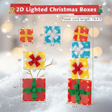 Tangkula Lighted Gift Boxes Christmas Decoration 2D Set of 4 Pre-Lit Stacked Xmas Gift Boxes