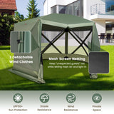 Tangkula 11.5x11.5 Ft Pop Up Gazebo with Netting, Portable Screen Tent with 6 Sided Mesh Walls