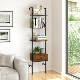 Tangkula 5-Tier Bookshelf with Drawer