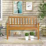 Tangkula Outdoor Acacia Wood Bench, 2-Person Garden Bench with Backrest and Armrests