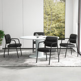 Tangkula Waiting Room Guest Chairs, Upholstered PU Leather Conference Room Chairs with Integrated Armrests, Black