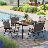 Tangkula Portable Folding Outdoor Dining Chairs with Armrests and Metal Frame
