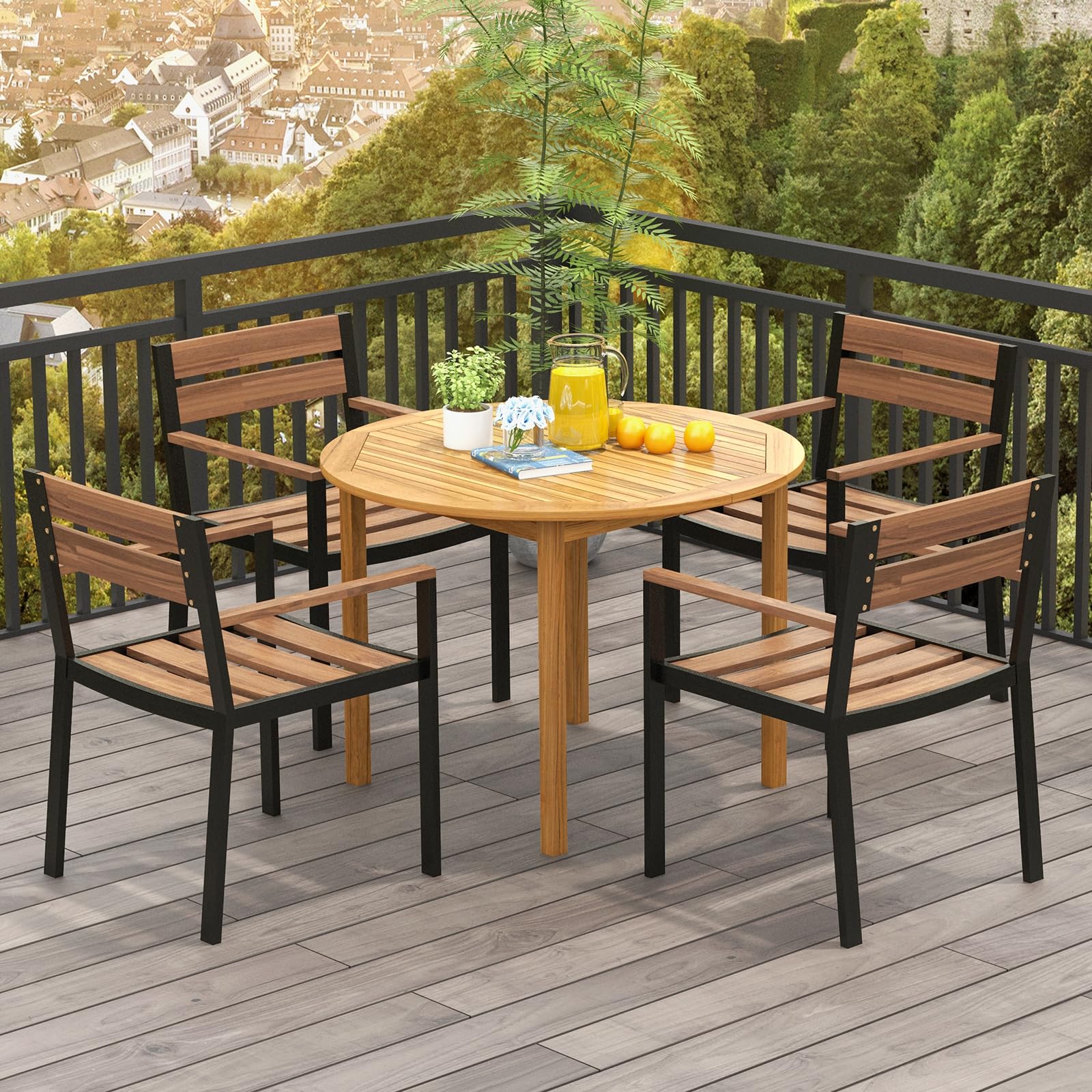 Small Acacia Patio Dining Table Small Outdoor Table Walker Edison