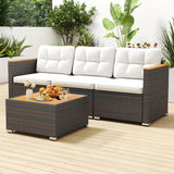 Tangkula 3 Seat Patio Couch Sofa with Thick Cushion for Porch