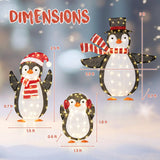 Tangkula 3-Piece Christmas Lighted Penguin Family