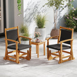 Tangkula Patio Rattan Glider Chair with Acacia Wood Frame & Wicker Seat Back