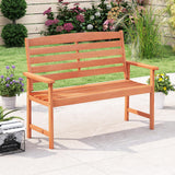 Tangkula Wooden Garden Bench with Slatted Backrest and Comfortable Armrests