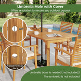 Tangkula Outdoor Dining Table w/Umbrella Hole 4-6 People